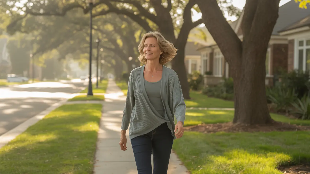 Person walking outdoors supporting an active, healthy lifestyle